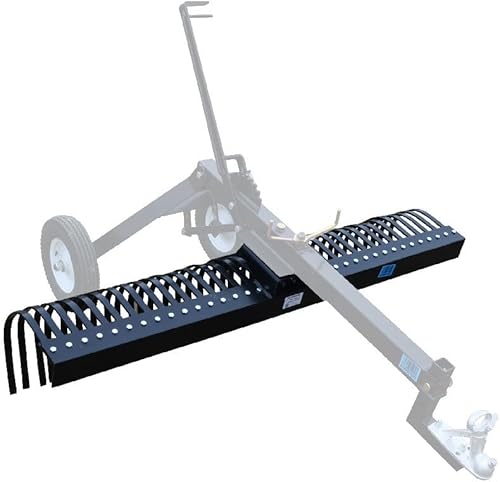 Titan Attachments Marco de remolque transformador de rastrillo de paisaje de 6 pies, rastrillo atornillado tiene 36 dientes tratados térmicamente,