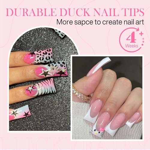 Image of Luckyfairy Half Cover Duck Nail Tips 504 Pcs Duck Press on Nails Clear Soft Gel Short Duck Nail Tips 11 Sizes Wide French False Nails for Acrylic Nails Professional for Y2K Art Salon