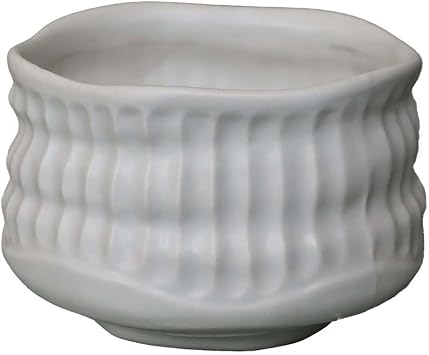 Awasaka MW88-A01K Tableware, Old Wood Carving White Light Matcha, 3.9 x 3.0 inches 100 x 75 mm, 16.9 fl oz 500 cc