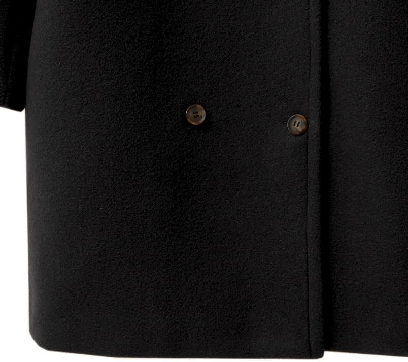 utcoco Women's Wool Blend Double Breasted Pea Coat Notched Lapel Mid Long Trench Overcoat with Pockets - Image 6