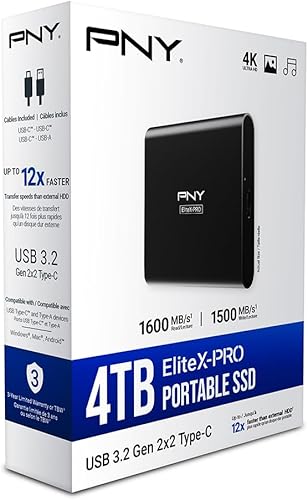 Vista 18 de PNY EliteX-PRO 2TB USB 3.2 Gen 2x2 Tipo-C Unidad de estado sólido portátil (SSD) - (PSD0CS2260-2TB-RB)