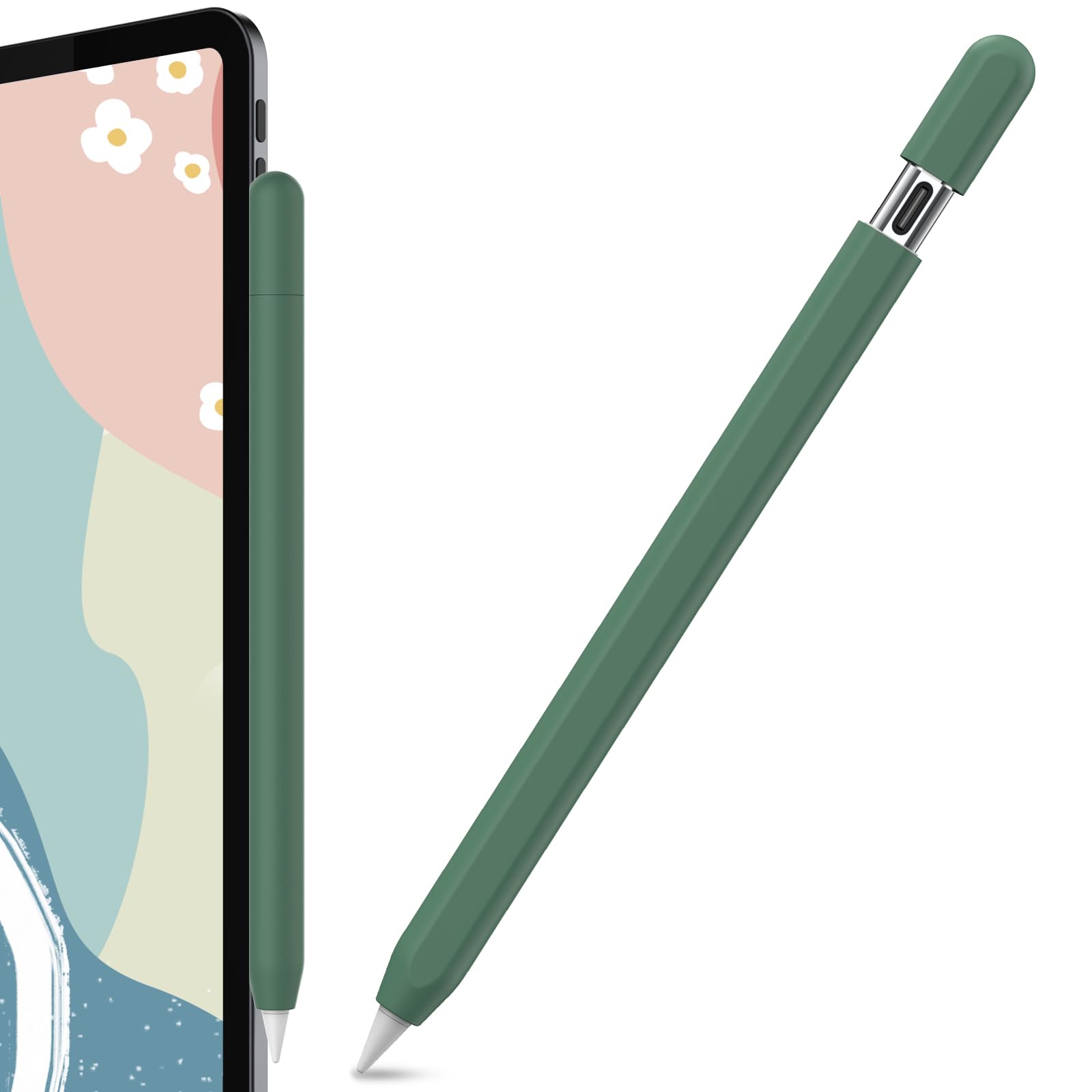 AhaStyle Silicone Case for Apple Pencil (USB-C) 2023 Ultra Thin Protective Cover Skin Apple Pencil Sleeve Anti-slip Grip Compatible with Apple Pencil USB C (Alpine Green)