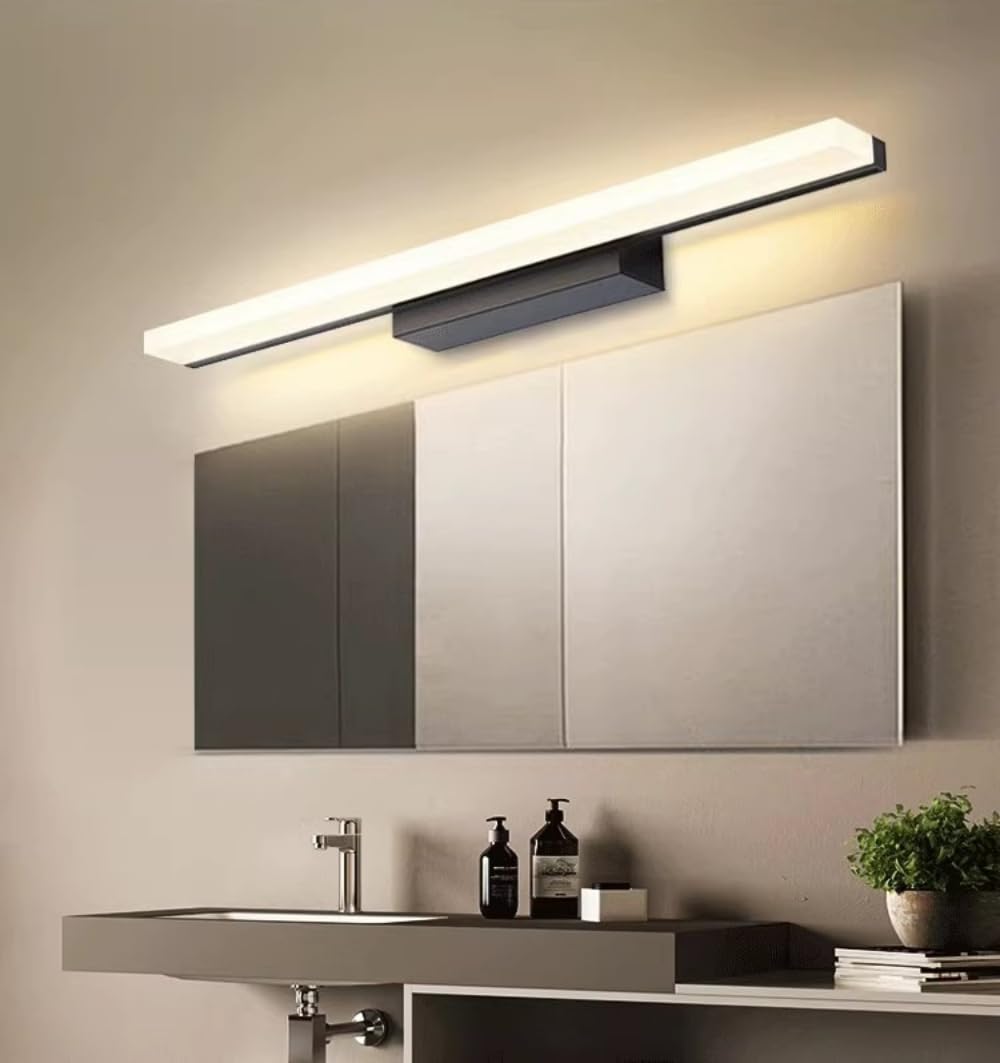 Lampada da Specchio Luce Bagno a LED IP44 Lampada,Specchio Frontale/Armadio/Illuminazione a Parete Applique da parete Lampada da Lettura da Comodino Luci da parete (Nero 80cm,3000K)