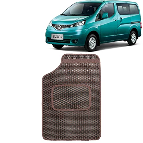 Image of Kingsway Dotted Design Car Floor Foot Mats Universal Fit for Nissan Evalia, Model Year : 2009 Onwards, Water and Dustproof, Color Brown, Set of 5 Pieces