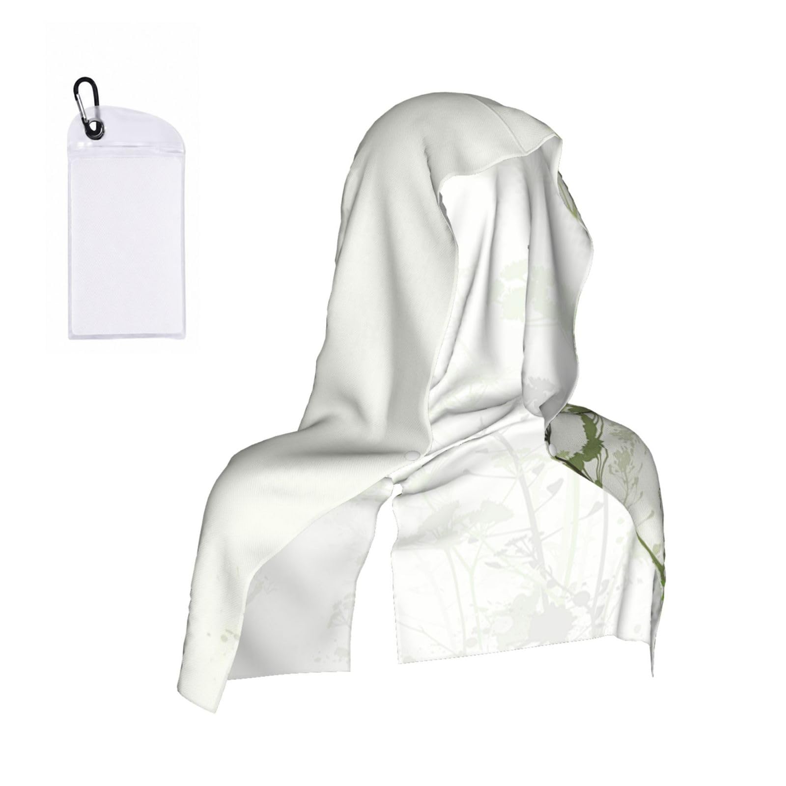 EZDLOWVBA Foliage And Herbs With Dragonflies Winged Print 2 Pack Cooling Hoodie Towels,Sports Headscarf, Neck Wrap Scarf,Breathable Cooling Towel For Neck And Face, Travel, Swimming, Training