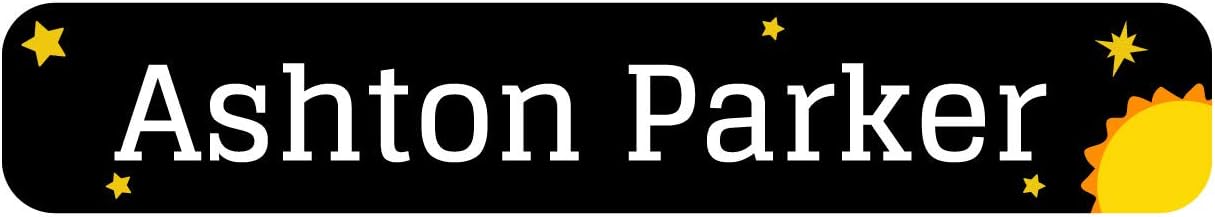 Name Bubbles Space Slim Rectangle Iron-On Clothing Label (68 Pack) Durable Personalized Printed Labels for Daycare, School, Travel, Clothes, and Face Masks : Office Products