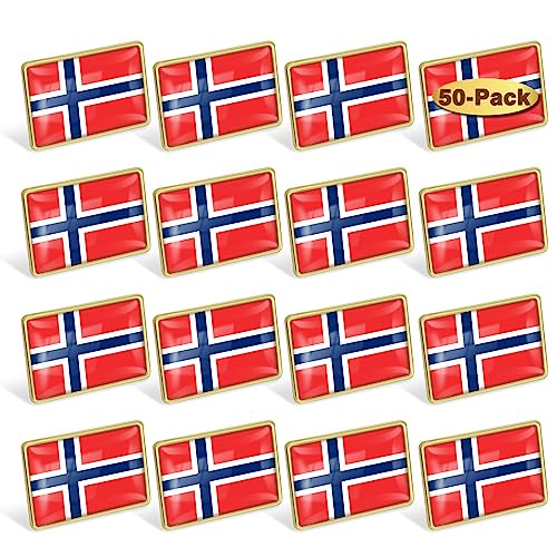 Image of 12 /24 /50 /100Pcs Norway Flag Lapel Pins Bulk - Metal Norwegian Nordmann Brooch Badge Souvenir for Men Women Clothes Bags Hats