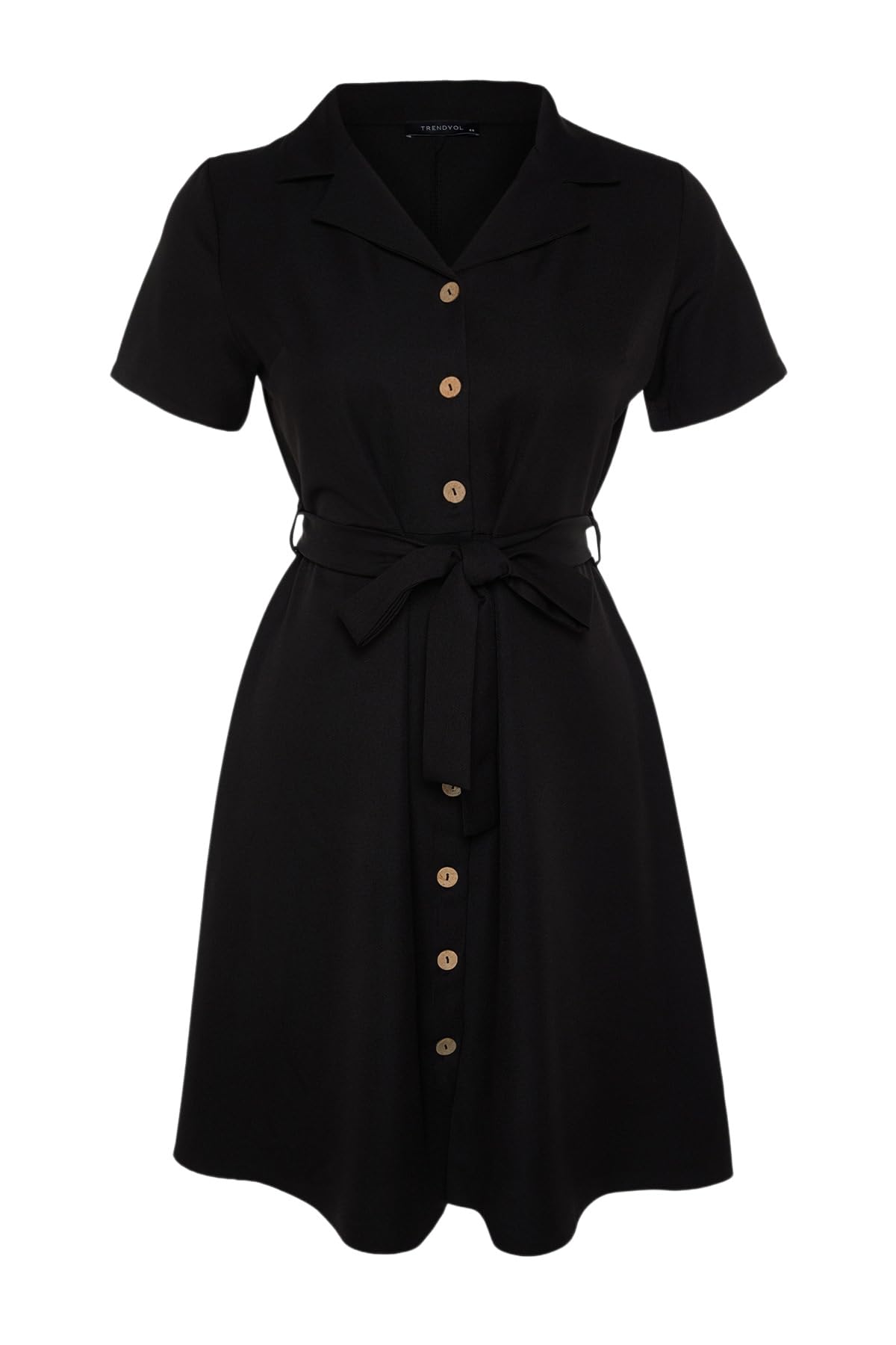 Trendyol FeMan Plus Size Mini Shirt Dress Relaxed fit Woven Plus Size Dress Black