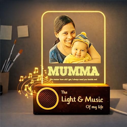 Image of ZOCI VOCI Mothers Day Gifts - Customised Gift for Mom - Eternal Need Personalized Engraved Lamps, Unique & Creative Gifting Ideas for Mummy (Warm Light + BT Speaker, Colorful HD UV Print)