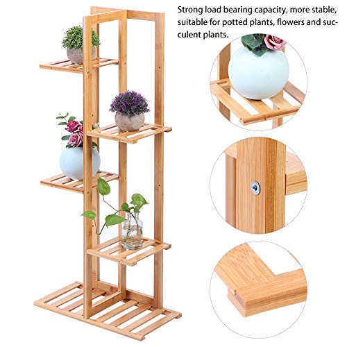 Support de plantes multicouche en bambou pour pots de fleurs de balcon - 7