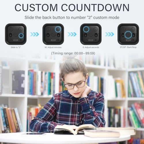 Rotating Pomodoro Timer 5, 25, 10 50 Minutes Preset, Desk Productivity Flip Timer, ADHD Tool Cube Countdown Stopwatch, Vibration/High/Low Volume/Custom Modes, for Work, Study, Back to School, Kitchen - 3
