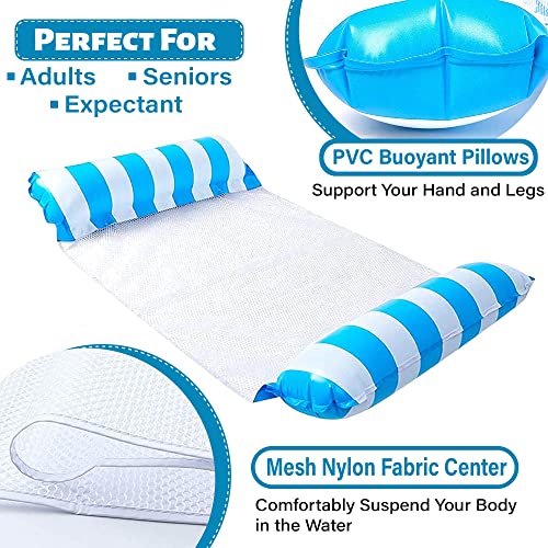 Hammock Pool Float & Water Hammock – (Pack Of 5) 3 Floaters And 2 Beach Balls And Pump Multi-Purpose, Inflatable Pool Floats For Adults Includes 3 Floats (1 Blue 1 Pink And 1 Green) + 2 Balls #TOP2