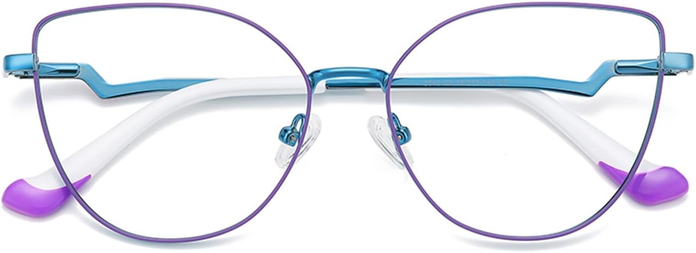 Fashionable blue light blocking metal eyewear frame with spring hinge for women's radiation protection eyewear frame