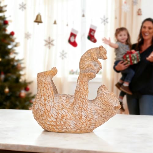 Figuras de osos madre e hijo en resina para decoración miniatura 6