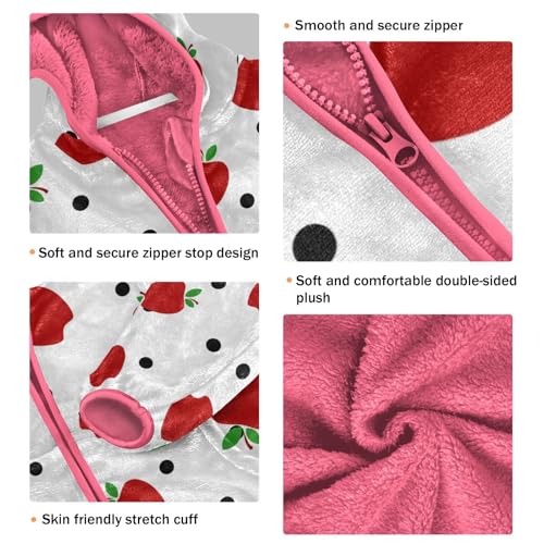 OTVEE Red Apples Fruits Kids Hoodie Jacket Fall Spring Full Zip Warm Outwear Coat3