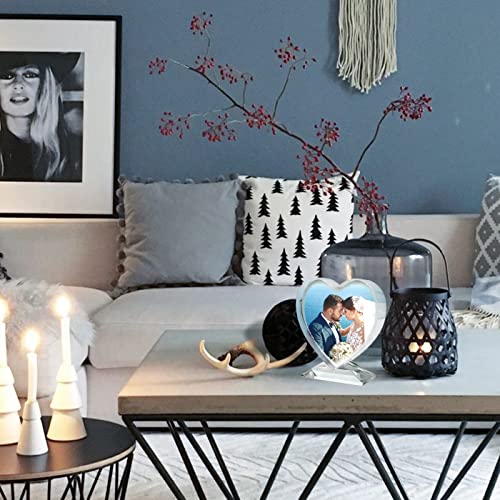 Personalized Heart Shaped Picture Frame Crystal Photo Customizable Color Picture For Birthday Anniversary Wedding Gifts Girlfriend Boyfriend Mother Father Couple Parents Him Her Husband Wife 4"X4" #TOP6