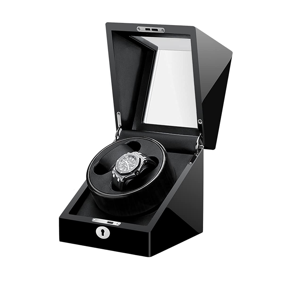 QUSYZD Watch Winder Box for Automatic Watches Double Watch Winder with Quiet Japanese Motor, AC Or Battery Powered, Wood Shell Piano Paint Exterior,