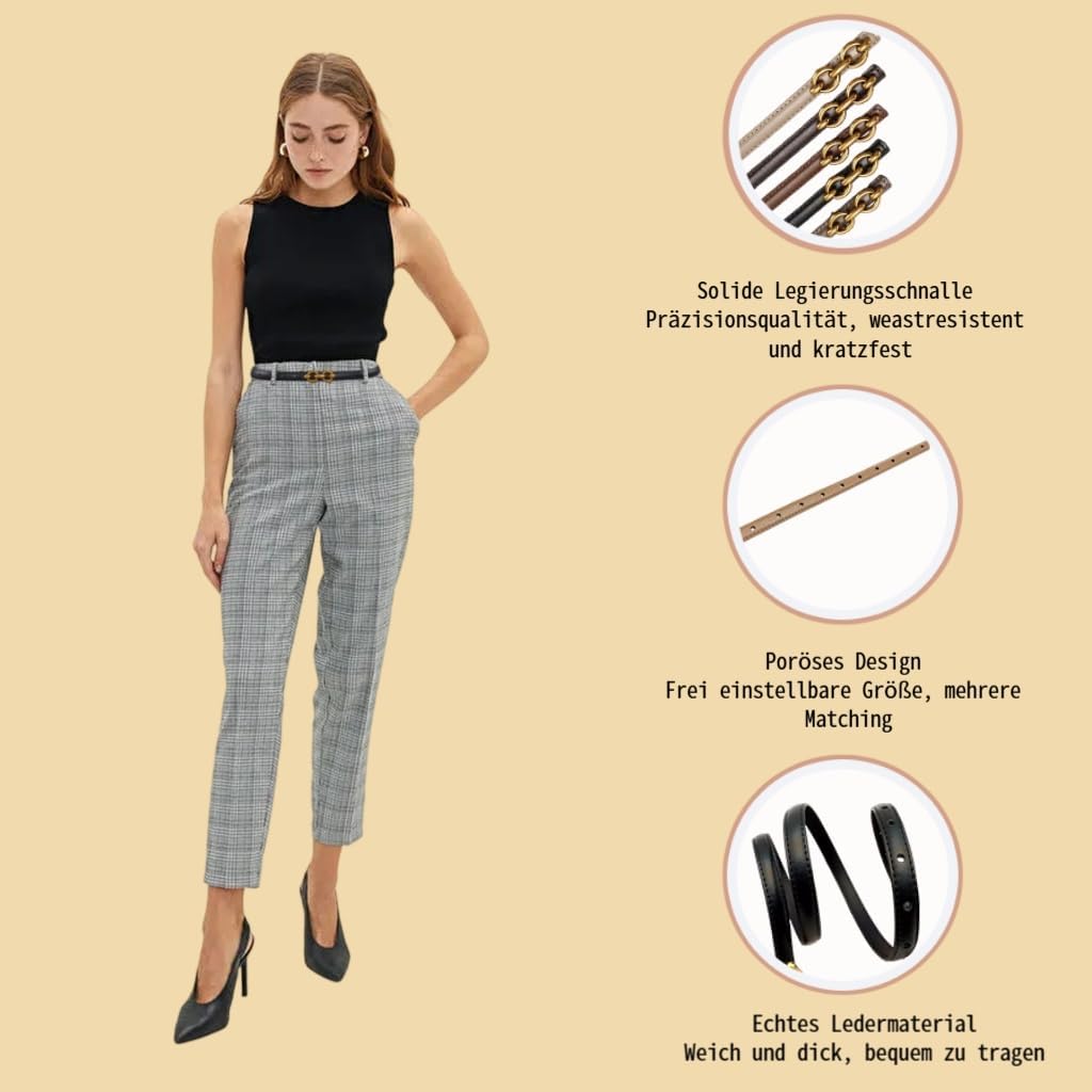 Smalle Dames Riem - Leren Riem Dames - 100% Echt Leer Smalle Dames Riem - Leren Riem Dames - 100% Echt Leer