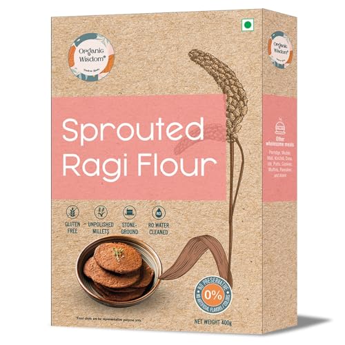 Image of Organic Wisdom-Back to Roots Sprouted Ragi Atta (Flour)|100% Natural Finger Millet | Gluten Free & Stone -grounded Nachni (Kelvaragu) atta|Rich in Calcium & Iron (400g)