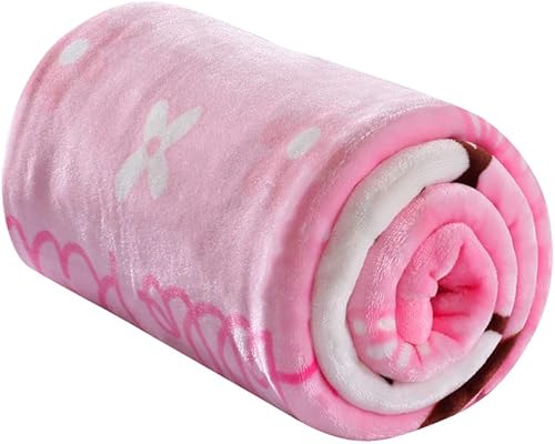 HOLY HOME Manta de forro polar de franela de flores rosas y mariposas para niños pequeños, 39 x 55 pulgadas, diseño de gato de dibujos animados