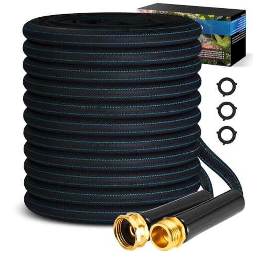 Image of CXEZSIK Garden Hose 50ft Lightweight Non-Expanding Leak-Proof No-Knot | Hose No-Knot No-Tangle Easy to Store and Carry, Metal Connector, Wear-Resistant Flexible Water Hose for Yard Garden Outdoor