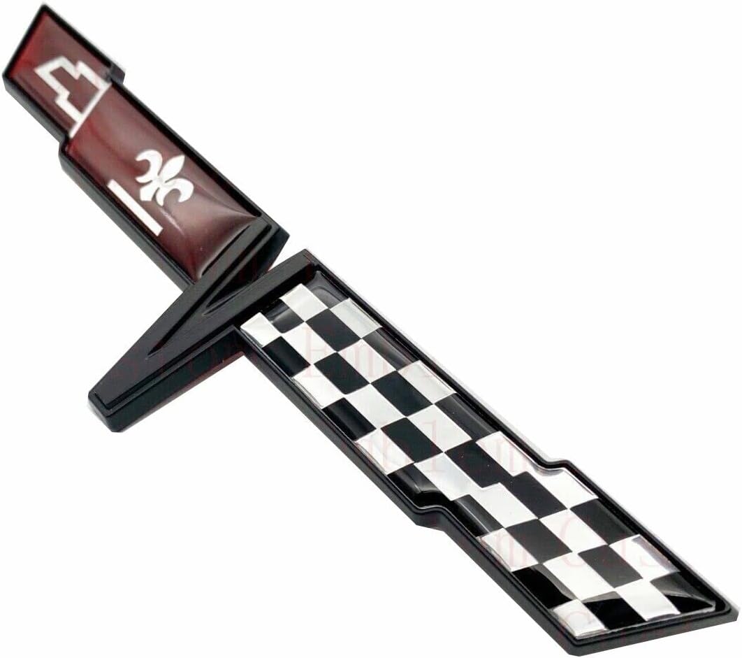 Pair Set 1980 Corvette C3 Front Nose Emblem and Rear Deck Gas Lid 3D Door Deck Crossed Flags Badge Replacement for Corvette (Black Red)