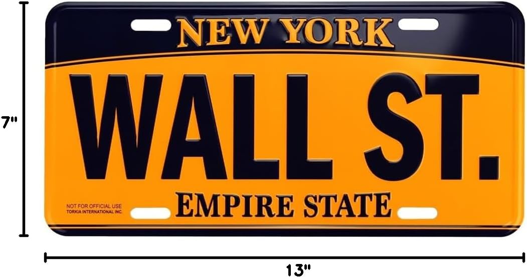Artisan Owl New York Wall Street Empire State License Plate Heavy-Duty Rust-Resistant Aluminum Car Tag for Home Decor & Wall Art (Yellow) image 2