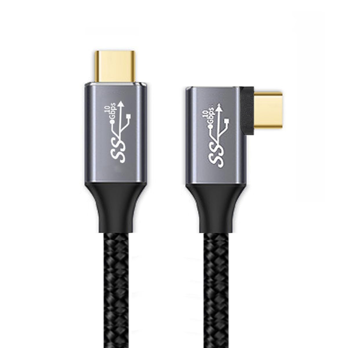cablecc 10Gbps USB-C USB 3.1 Type C Gen2 Male Data Video 100W Cable 90 Degree Left Right Angled with E-Marker 50cm