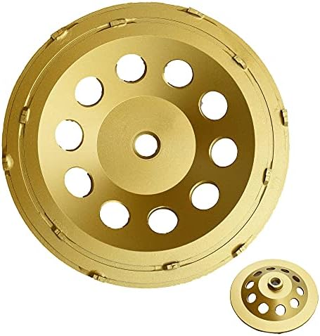 ACTINTOOL 7 in. x 5/8-11 in. 12 PCS PCD 7 Inch Double Row PCD Cup Wheel, Epoxy Mastic Thinset Glue Stucco Tough Concrete Coating Removal PCD Grinding Cup Wheel(5/8"-11 Threaded)