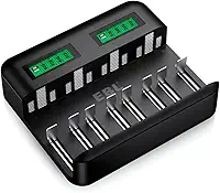 MPOWER - Carregador USB 8 Slots Multifuncional Para Pilhas Recarregáveis D, C, AA, AAA – Carga Rápida 1500-2100mA Modelo TB-6431 – Ideal Para Eletrônicos E Uso Diário