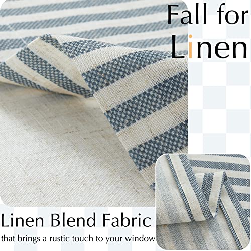 Jinchan Striped Valance Curtains Light Filtering Valance For Kitchen Window Living Room 18 Inch Double Layer Farmhouse Window Pinstripe Valance Overlay Valance Rod Pocket 1 Panel Blue On Beige #TOP19