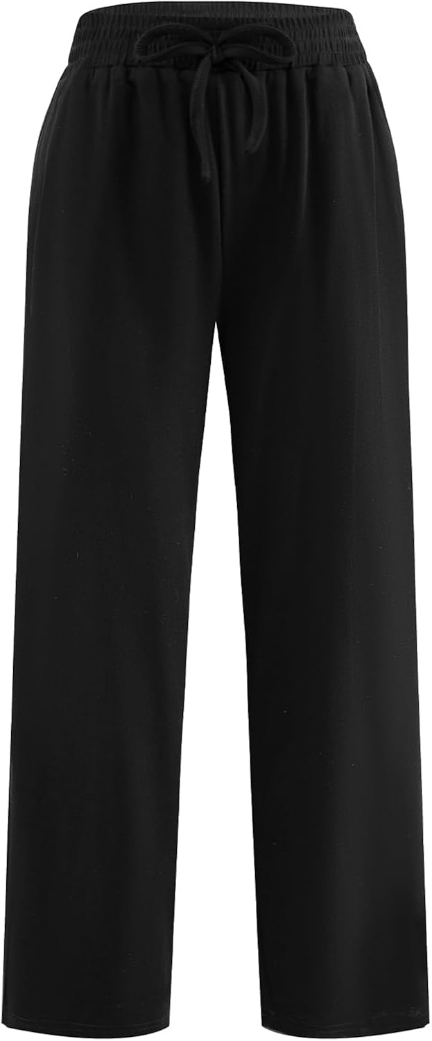 Girls Loose Straight Leg Sweatpants High Waisted Baggy Joggers with Drawstring