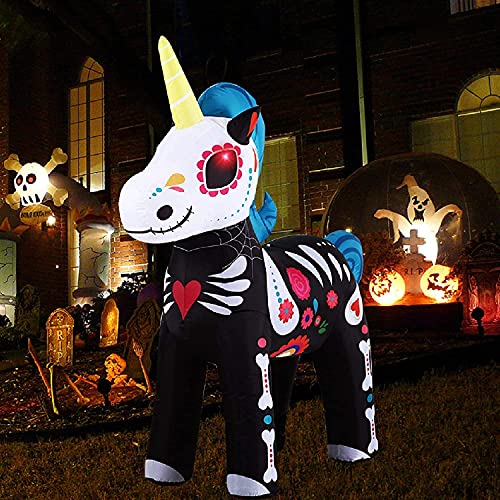 Watchify Halloween-Dekoration, aufblasbares Skelett, Einhorn, Party, Outdoor, Garten, Rasen, 150 cm Cover