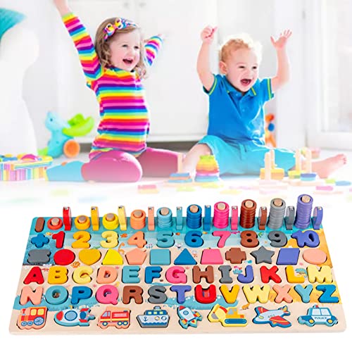 木製磁気釣りゲーム、ABCアルファベット数字型木製パズル、子供用学習おもちゃ、1歳から3歳の赤ちゃん用