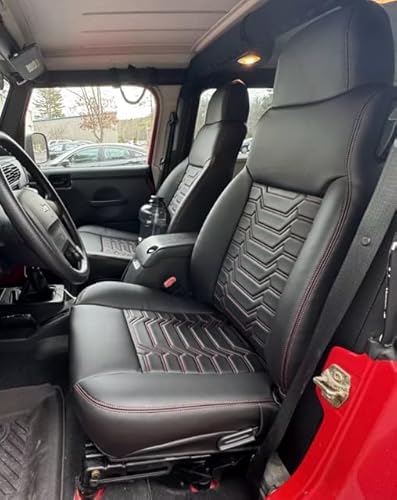 OEM Style Vinyl Seat Covers OEM Spec 2003-2006 Wrangler TJ Black Upholstery (Black/Silver Stitching)