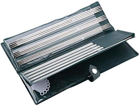 44 agujas de tejer de doble punta, de acero inoxidable para suéter de tejido recto, juego de agujas rectas de 0.197 in, 0.187 in, 0.177 in, 0.157