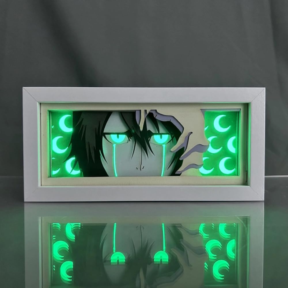 Zhongkaihua Ulquiorra Cifer Anime 3D Paper Carving Light Box RGB 7 Color Changing Anime Paper Sculpture Table Lamp for Bedroom Decor Bedside Lamp