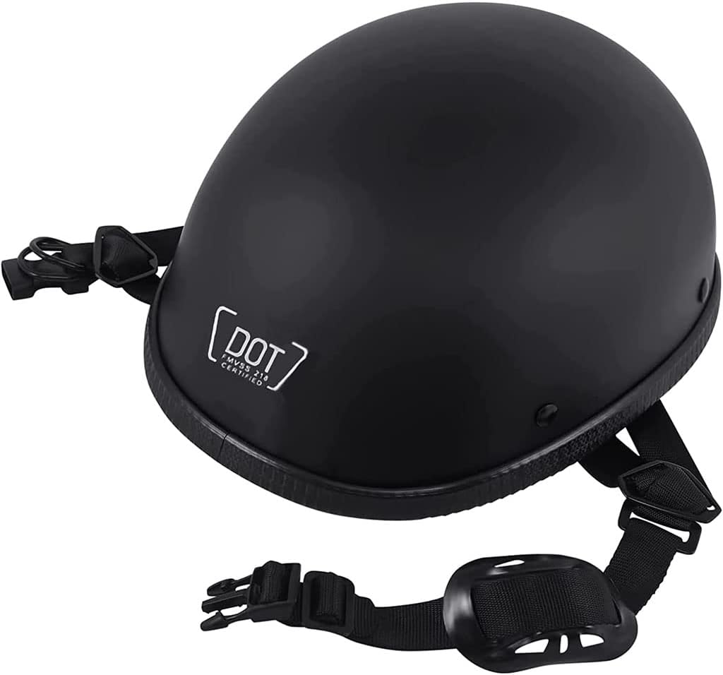 Low Profile Beanie Motorcycle Helmet Small and Light Retro Half Helmet for Men Women DOT Approved German Style Novel Open Face Helmet Skull Cap for Moped Jet Chopper Bicycle Scooter