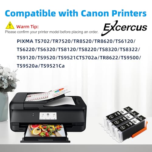 Image of Compatible Ink Cartridge Replacement for for Canon pg280 bk PGI-280 PGI-280XXL BK Black Ink TankWorks for PIXMA TR7520 TR8520 TR8620 TS6120 TS6320 TS8220 TR8622 TS9120 Printers（3Pack）