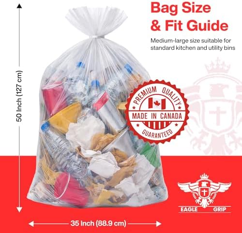 Eagle Grip Heavy-Duty Clear Garbage Bags 35 x 50 Inch (100 Count), Extra Strong | Industrial-Grade Trash Bags for Heavy & Bulky Waste - 4