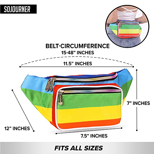 Image of Fanny Pack Belt bag - Crossbody Waist Bag for Men or Women - Hands-Free, Waterproof Large Bumbag for Hiking, Running, and Travel, Rainbow (multi-color) v2, One Size