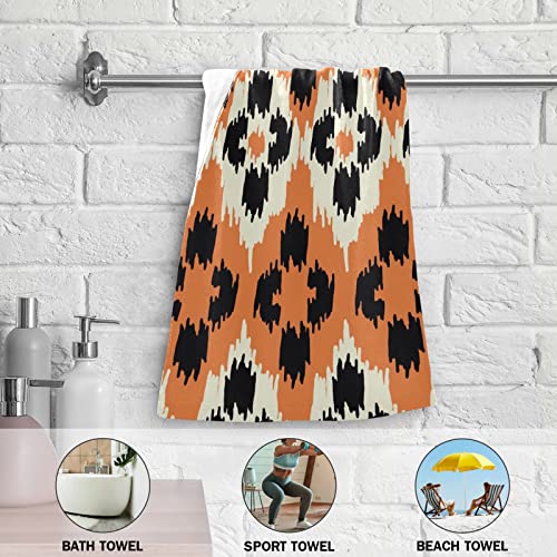 Kigai Orange Ikat Ethnic Print Hand Towels For Bathroom Set Of 2, Soft Absorbent Cotton Face Washcloths For Kitchen Hotel Gym Swim Camp Beach Spa, 14 X 28 In #TOP5