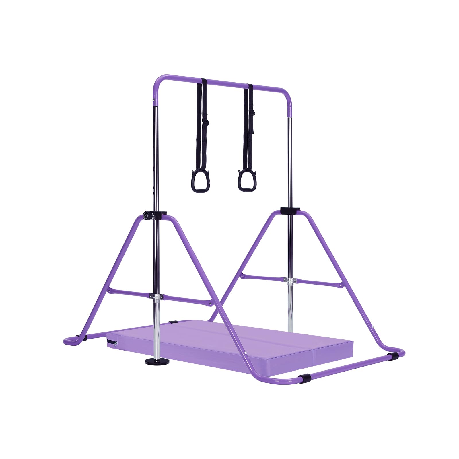 LN COZY CORNER Adjustable Kids Gymnastics Bar with Non-Slip Mat – Easy Assembly Training Kip Bar Horizontal Bar for Home, Safe & Stable Gymnastics Equipment for Children (Purple)