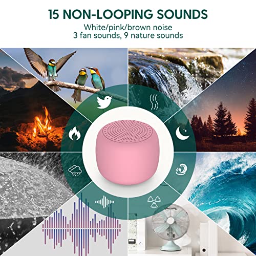 Image of Babelio White Noise Sound Machine for Adults Kids Baby, Mini, 15 Non-looping Sounds, Timer, Memory Function, Easy to Pocket and Travel Pink