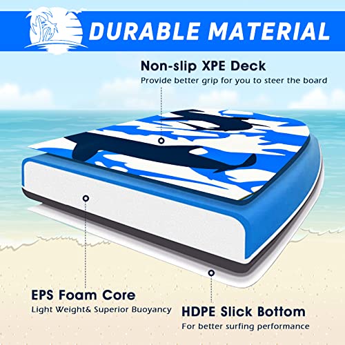 Goplus Boogie Boards For Beach, 33/37/41 Inch Lightweight Body Board W/ Wrist Leash, Superior Buoyancy Eps Core & Hdpe Slick Bottom, Surfboard For Kids Teens Adults Surfing (41 Inch, Blue Shark) #TOP2