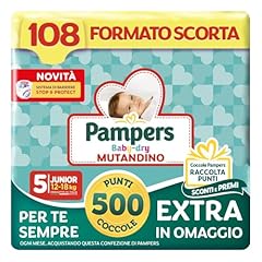Pampers Baby Dry Mutandino Junior +500 Punti Coccole extra in omaggio, Taglia 5 (12-18 kg), 108 Pannolini (formato scorta)