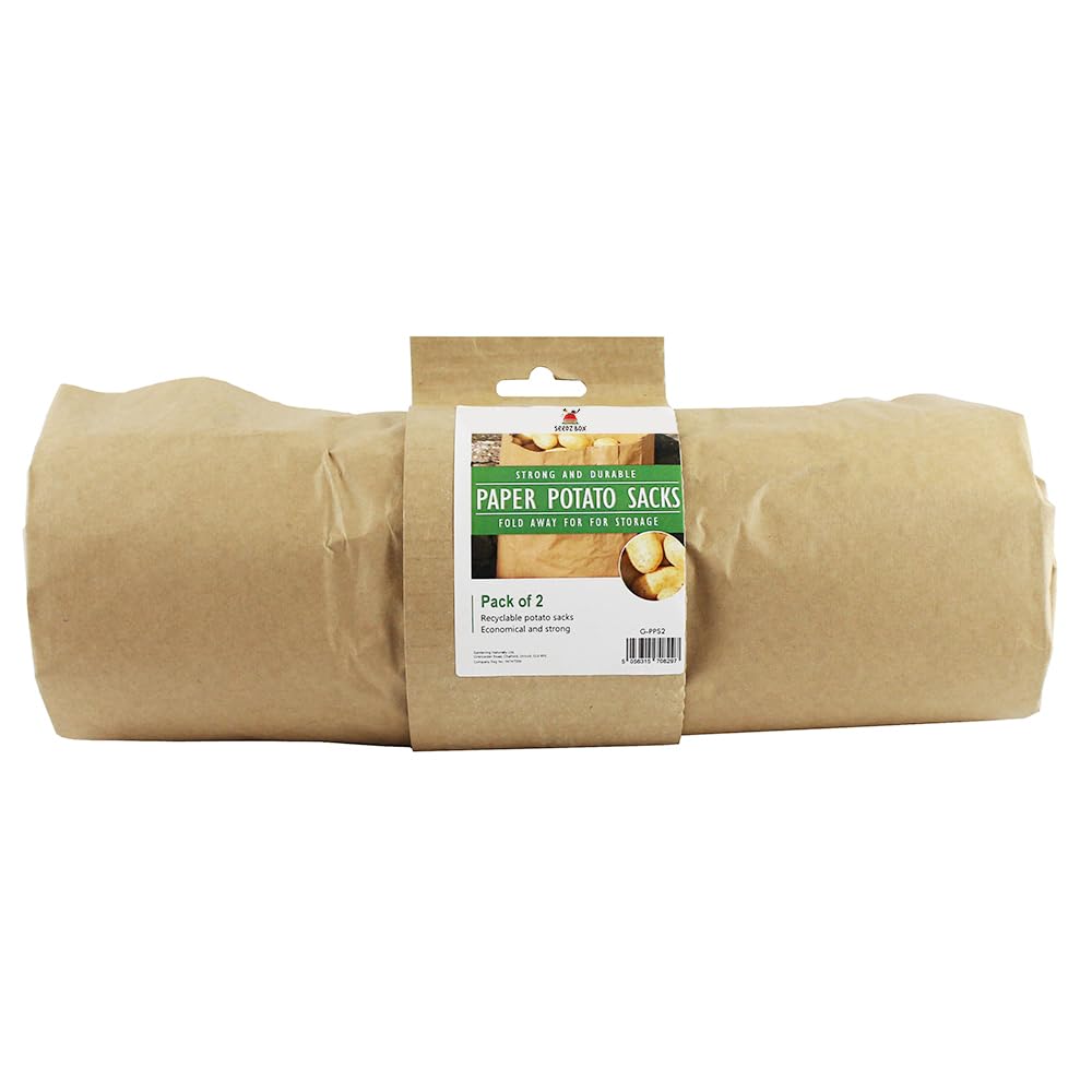 Paper Potato Sacks For Storage Container - Pack of 2 - Preserves Potatoes Onion & Vegetables - Heavy Duty Paper - Holds 25kg - Prevents Vegetable Sweating & Rot - Recyclable - Seedzbox