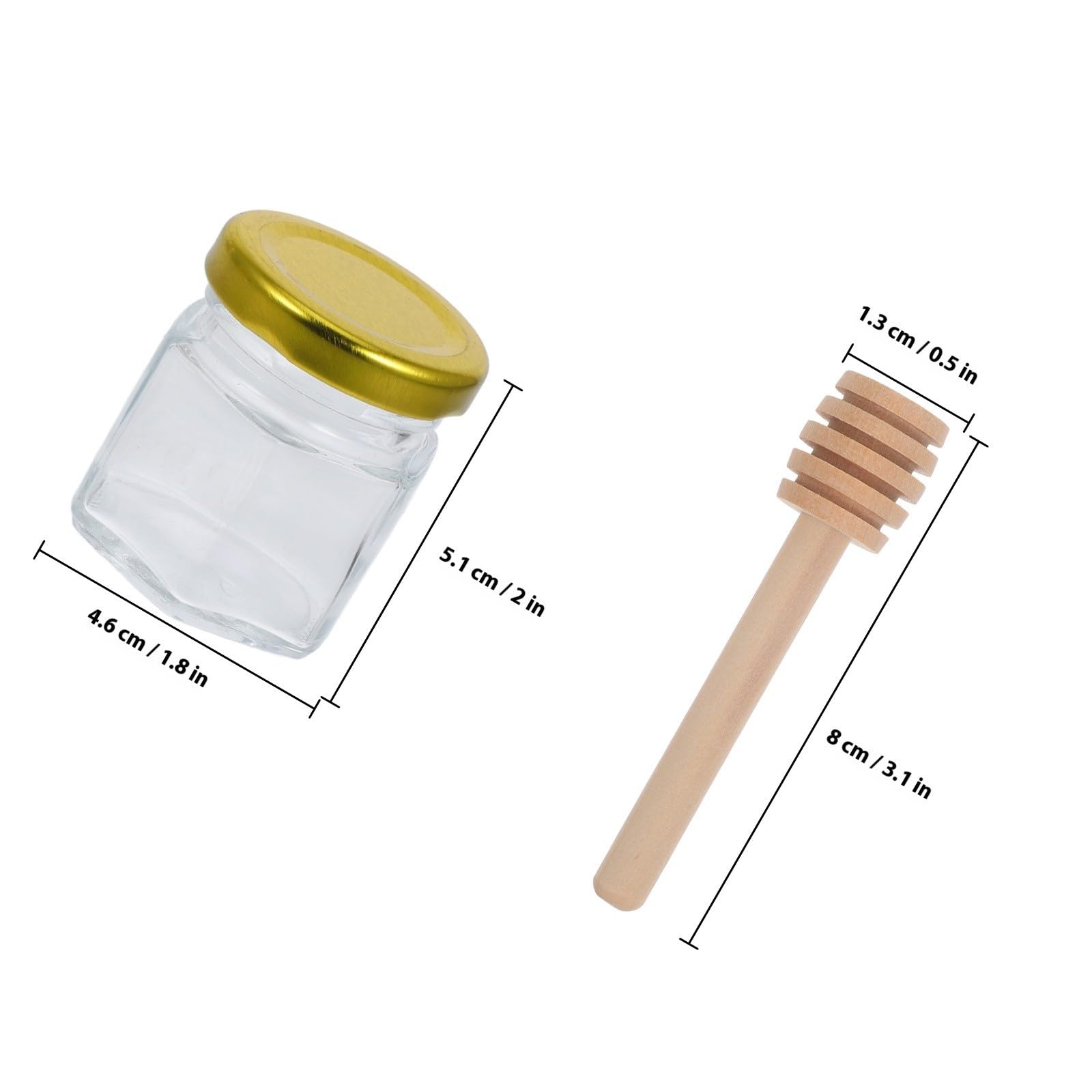 Ciieeo 20 Set Barattolo di Vetro Esagonale 45ml con Cucchiaio di Legno