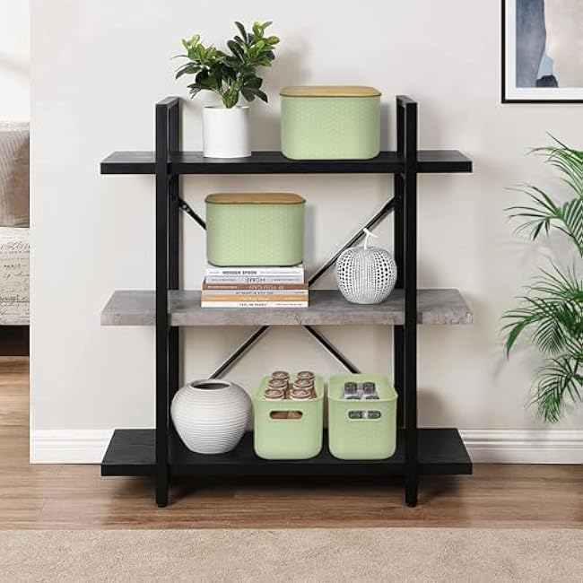 Soddeph 4 Packs Plastic Storage Bins with Bamboo Lids,Stackable Storage Containers with Lids, Storage Baskets for Organizing Desktop, Classroom, Office (Green)