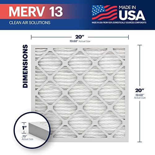 BNX TruFilter 20x20x1 MERV 13 (4-Pack) AC Furnace Air Filter - MADE IN USA - Electrostatic Pleated Air Conditioner HVAC AC Furnace Filters - Removes Pollen, Mold, Bacteria, Smoke - 1